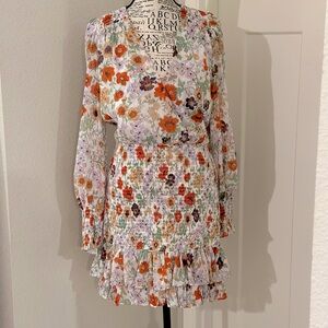 Veronica Beard Multicolor Floral Long Sleeve Dress